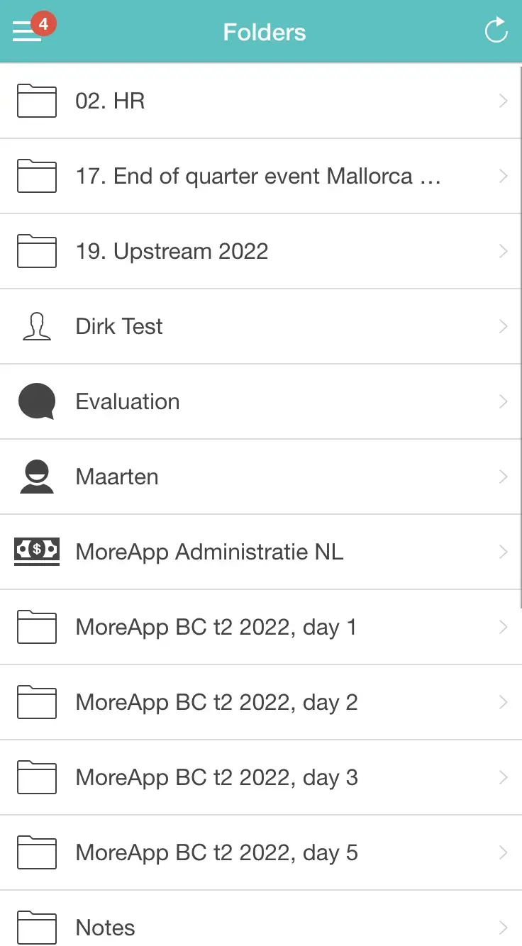 The desktop navigation of the new MoreApp application